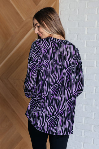 Lizzy Top in Violet and Black Multi Stroke II