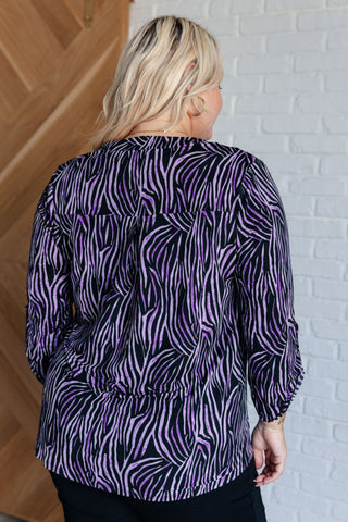 Lizzy Top in Violet and Black Multi Stroke II