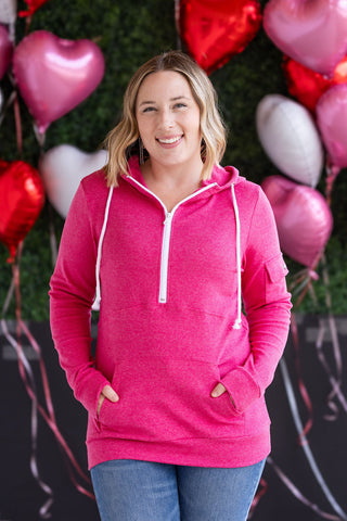 IN STOCK Pixie Pocket Halfzip Hoodie - Hot Pink