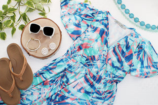 IN STOCK Millie Maxi Dress - Abstract Aqua Breeze