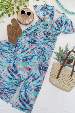 IN STOCK Millie Maxi Dress - Abstract Aqua Breeze