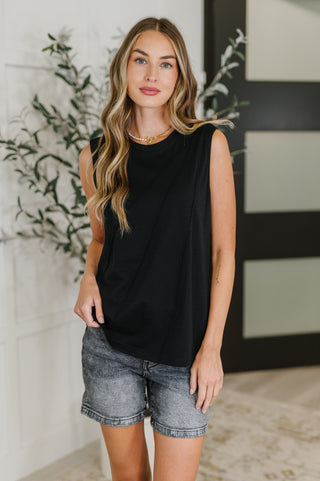 New Normal Pleat Detail Sleeveless Top in Black