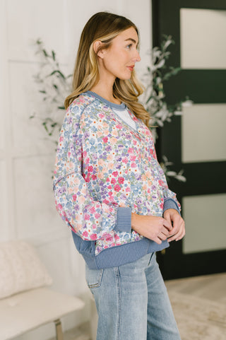 New Opportunities Drop Shoulder Floral Pullover
