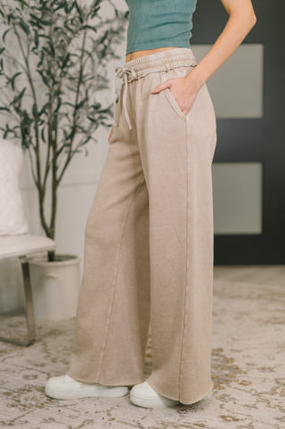 Nights Like This High Waist Palazzo Sweats in Ash Mocha