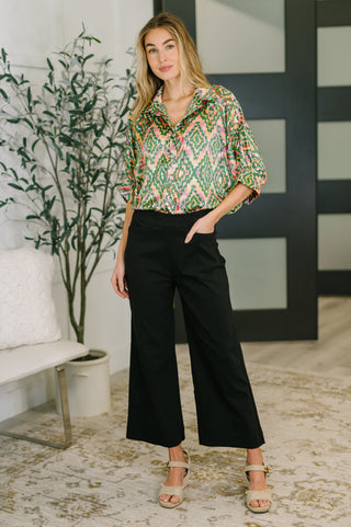 Optical Illusion Button Up Blouse