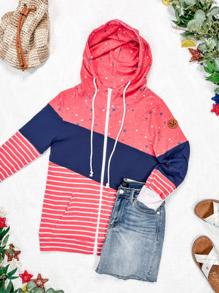 IN STOCK Colorblock Fullzip - Liberty Stars, Navy, and Stripes Trio