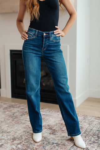 Judy Blue High Rise Button Fly Straight Jeans