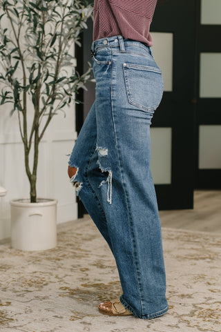 Judy Blue Roseanne High Waist Rigid Magic Column Straight Destricted + Adjustable WS Tabs