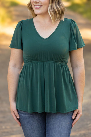 IN STOCK Emery Ruffle Top - Hunter Green