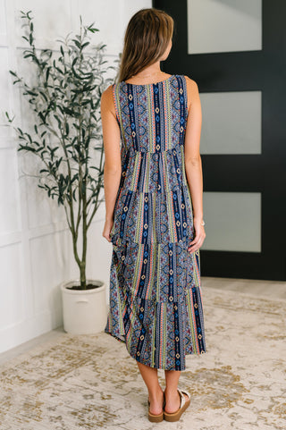 Sierra Spirit Gathered Tiered Dress in Navy