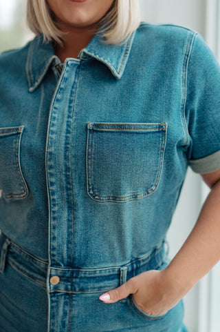 Judy Blue Short Sleeve Denim Jumpsuit