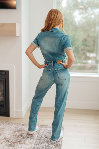 Judy Blue Short Sleeve Denim Jumpsuit