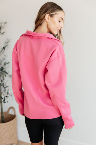 Same Ol' Situation Collared Pullover in Hot Pink II