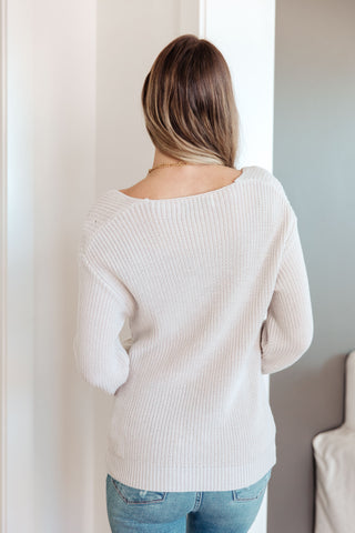 Told You So Ribbed Knit V Neck Sweater II