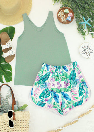 IN STOCK Vera V Neck Tank - Sage