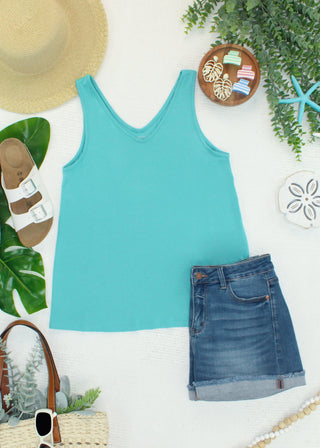 IN STOCK Vera V Neck Tank - Teal