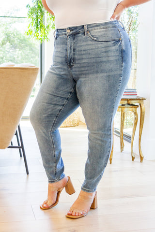 CEO of GLAM High Rise Control Top Vintage Skinny Jeans by Judy Blue