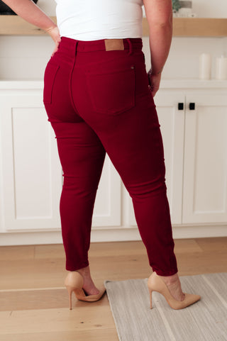 Judy Blue High Rise Control Top Skinny Jeans Scarlet II