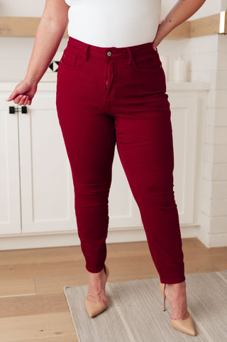 Judy Blue High Rise Control Top Skinny Jeans Scarlet II