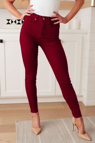 Judy Blue High Rise Control Top Skinny Jeans Scarlet II