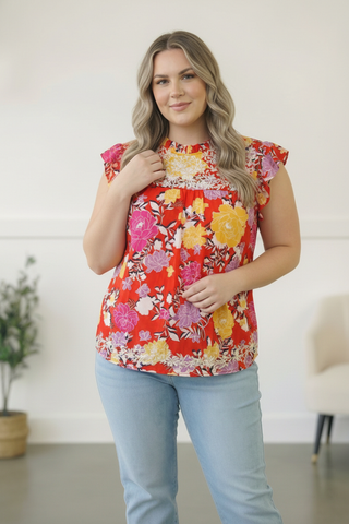 Floral at the Fiesta Flutter Top