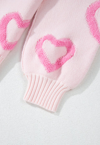 High-Low Heart Embroidered Cozy Sweater