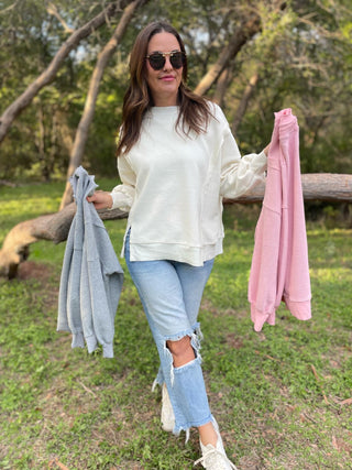 Thinking It Over Waffle Knit Pullover in Three Colors