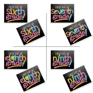 First & Last Day of School Signs | Photo Prop Deck | 17 Grades including T-K | (4) Styles - Denise Albright® 