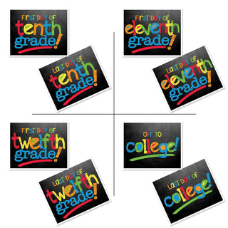 First & Last Day of School Signs | Photo Prop Deck | 17 Grades including T-K | (4) Styles - Denise Albright® 