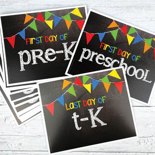 First & Last Day of School Signs | Photo Prop Deck | 17 Grades including T-K | (4) Styles - Denise Albright® 