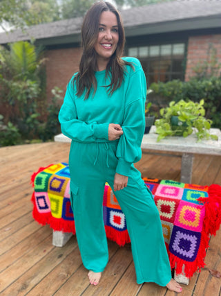 Beautiful Day Mineral Wash Pullover and Cargo Pants Set in Two Colors