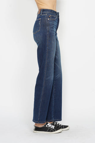 Judy Blue High Waist Tummy Control Wide Leg Straight Jeans