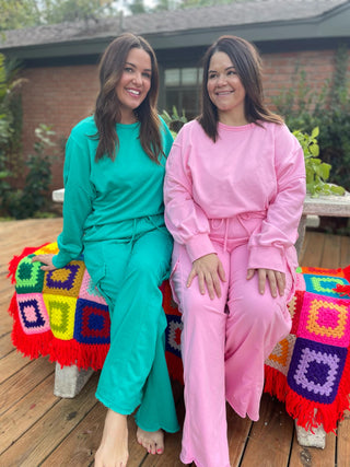 Beautiful Day Mineral Wash Pullover and Cargo Pants Set in Two Colors