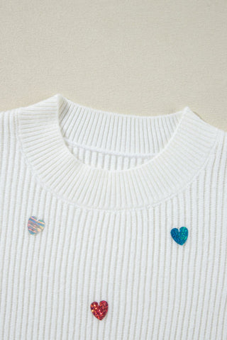 Heart Sequin Long Sleeve Sweater