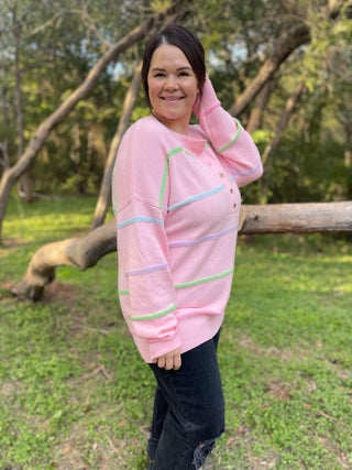 Just Too Good Rainbow Striped Sweater in Two Colors