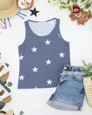 IN STOCK Faded Navy Stars Tank Crew Neck