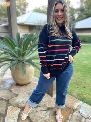 Come On Get Happy Striped Sweater in Two Colors
