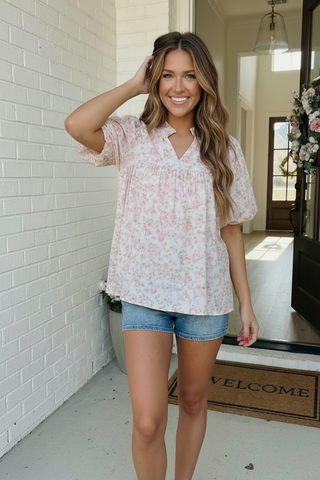 State Fair Summer Ruffle Neck Babydoll Blouse
