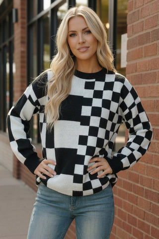 Pixel Perfect Black and White Pullover