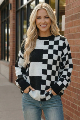 Pixel Perfect Black and White Pullover