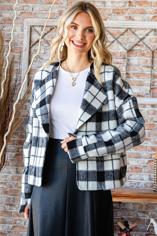 Checkmate Chic Faux Fur Coat