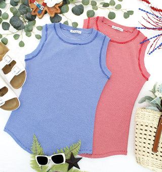 IN STOCK Morgan Micro Striped Tank - Blue