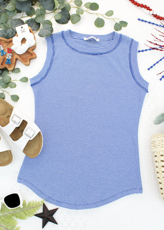IN STOCK Morgan Micro Striped Tank - Blue