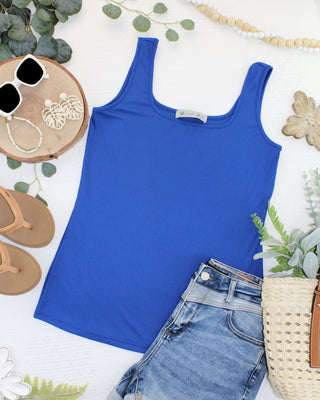 IN STOCK Rachel Ribbed Tank - Royal Blue