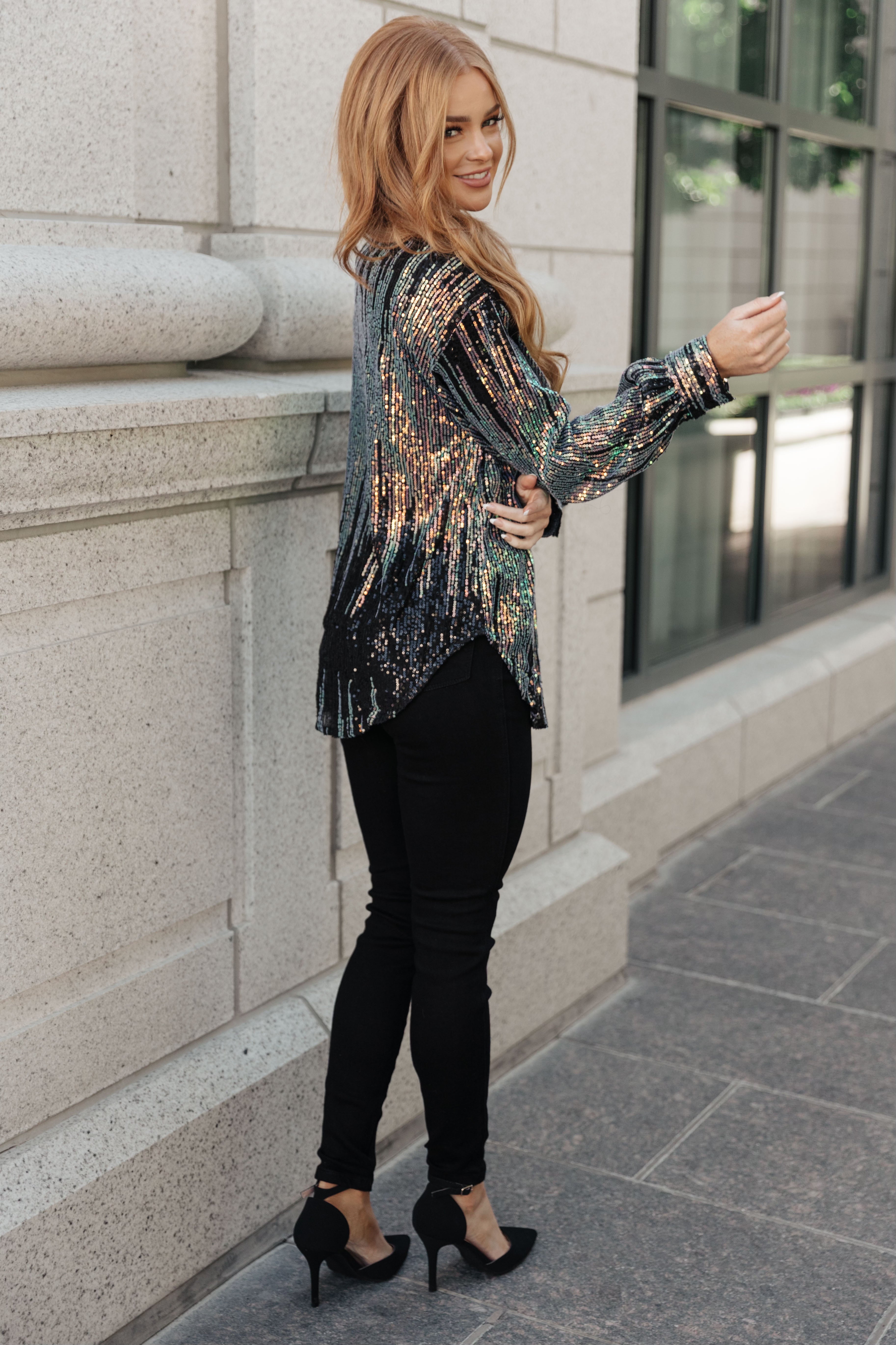 Outfit Ideas Black Sequin Shirt Womens Nye Sequin Top On Sale