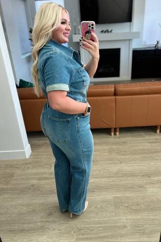 Judy Blue Short Sleeve Denim Jumpsuit