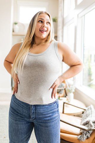 Just One More Ribbed Tank in Heather Grey