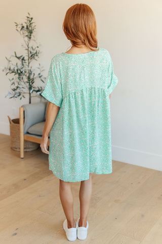 Rodeo Lights Dolman Sleeve Dress in Mint Floral II