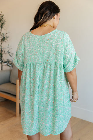 Rodeo Lights Dolman Sleeve Dress in Mint Floral II