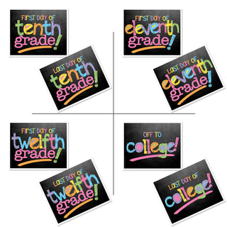 First & Last Day of School Signs | Photo Prop Deck | 17 Grades including T-K | (4) Styles - Denise Albright® 